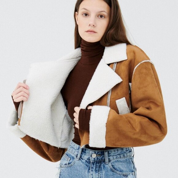 Storets Harlow Faux Shearling Cropped Jacket S/M - Picture 6 of 16